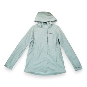Marmot PreCip Eco Rain Jacket Womens Medium Hooded Waterproof Lightweight Gray